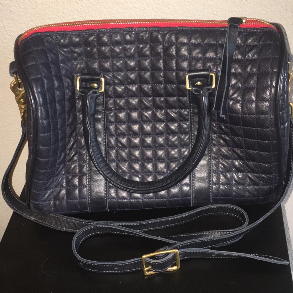 Clare Vivier for Steven Alan Navy Leather Bag